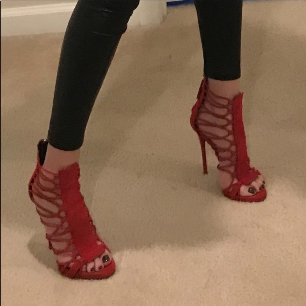 Giuseppe Zanotti red suede heels
